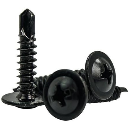 Foyscr 50Pcs-M4.2 x 19mm Black Self-Tapping Screws, Phillips Pan Head, Versatile Wood Screw Set, Stainless Steel, Rustproof, Quick and Easy, with Storage Case (Black)