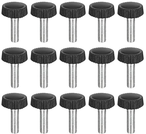 QUARKZMAN 15 Stück M5x16mm Rändelschraube, verzinkter Kohlenstoffstahl, Flügelschrauben mit Kunststoffrundkopf, Daumenschrauben zum schnellen Entfernen, schwarz