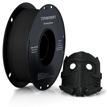 Kohlefaser PLA Filament 1.75mm, TINMORRY PLA-CF 3D Druck Filament, Kompatibel mit Bambu FDM 3D Drucker, 1 KG 1 Spule,Schwarz