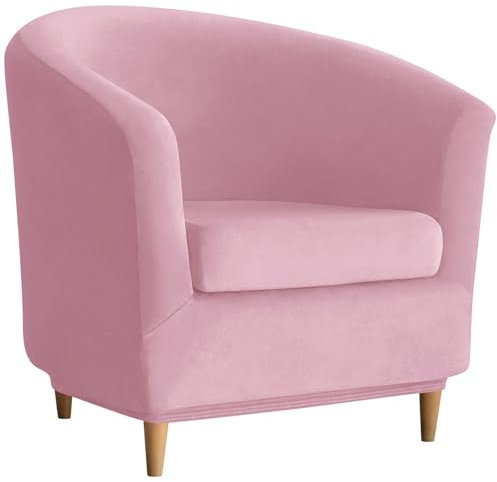 CLGTY Samt Sesselschoner 2 Stück, Stretch Sesselüberwurf Weich Abnehmbarer Club Chair Stretch Sesselhusse Mit Elastischem Boden Sesselbezug Sofahusse Für Heim Bar-rosa-2 Stück