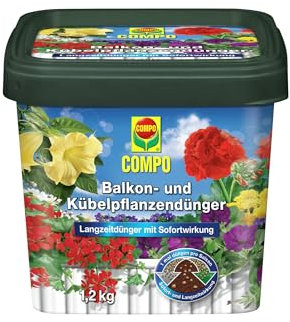 COMPO Balkon- und Kübelpflanzendünger, Langzeit-Dünger mit Sofortwirkung, 1,2 kg