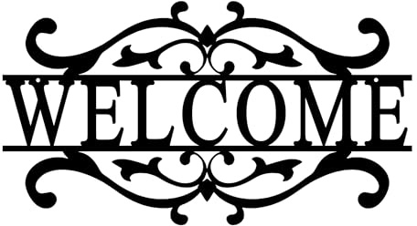 AHYS Metal Welcome Sign for Front Door Front Porch Black Welcome Door Sign for Indoor Outdoor Wall Decor