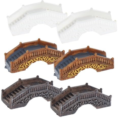 Supvox 6stücke Miniatur Brücke Resin Steinbogenbrücke Für Miniaturgärten Bonsai-deko Mikrolandschafts-Accessoire Weiß Gelb Dunkelbraun