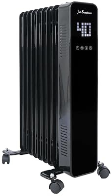 JSH 2000W Oil Filled Radiator | 9 Fin Portable Electric Heater | Digital Display Remote Control | Energy Efficient 24 HR Timer Adjustable Thermostat 3 Heat Settings | Child Proof Safety Cut Off 2kw