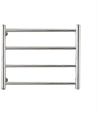 QRXALISA Scaldasalviette Elettrico da Parete, in Acciaio Inox 304, 58 W, a Risparmio energetico, a 4 Barre, per Bagno, Cromato, con Spina