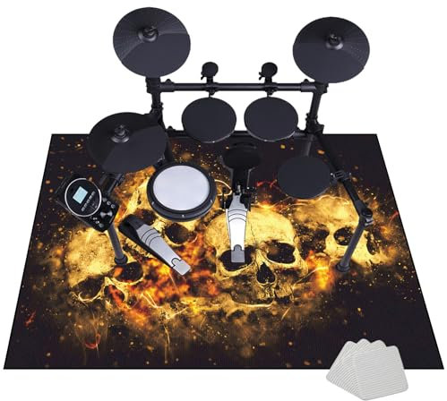 Schlagzeugteppich Elektrisches Schlagzeug Teppich Drum Teppich Professionelles rechteckiges Schallschutz Trommelmatte Music Carpet Innen und Außen Trommelteppich für Studio Wohnung 140 x 120 cm
