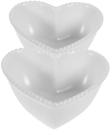TOPBATHY Lot De 2 Plats En Céramique En Forme De Cœur Bol Ramequin Pour Crème Brûlée Bol À Salade De Fruits Pour Cuisines Domestiques