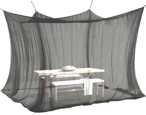 ELEGANCIO Fliegennetz XXL Moskitonetz Mückennetz 220 Mesh Doppelbett Reise Insektennetz 300 x 300 x 250 cm für Innen & Außen Mosquito net Outdoor & Indoor (schwarz)