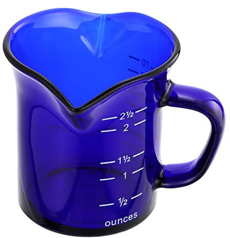 IUokLU Taza medidora de Vidrio con Doble Pico cafetera lechera Jarra para Crema Jarabe aderezo Utensilios de Cocina Tazas Azules para el hogar,Un Color