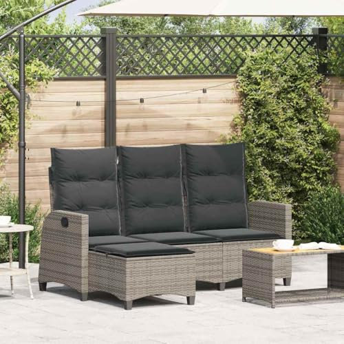 XINCXIN Gartensofa, balkonmöbel Patio Couch Garden Sofas Furniture Balkon Bank möbel Geeignet für Yard Porch Balcony Patio mit Liegefunktion Kissen L-Form Grau Poly Rattan