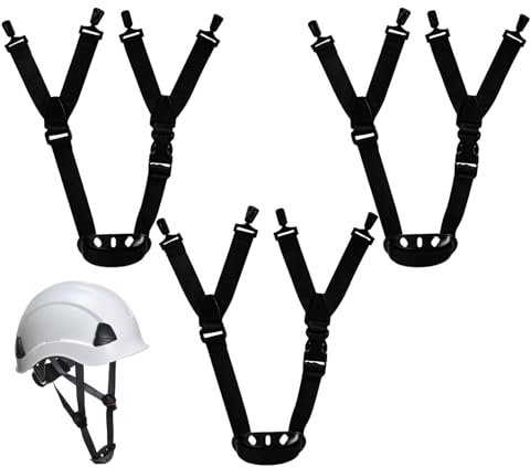 Hard Hat Chin Strap 3 Pieces Universal Fit, Adjustable Safety Helmet Accessory, Durable Black Design for Construction Workers, Ideal for Building Sites and Industrial Use