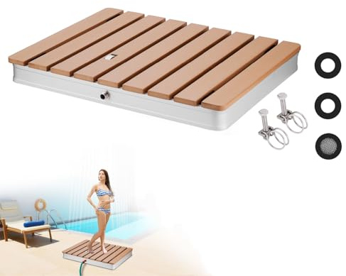 Inoamity Douche de Sol Extérieure pour Jardin et Piscine – Hauteur de Fontaine Réglable Jusqu'à 3,5 m avec Commande à Pédale, Résistant aux UV et Antidérapant Aluminium Douches pour Camping, Sauna