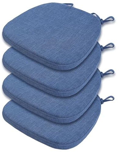SJMDMZD 4/2/1er Set Stuhlkissen Baumwolle und Leinen 42x40x35 cm Sitzkissen Stuhl mit Riemen Rutschfestes Waschbares Sitzauflage für Stühle im Büro Outdoor Indoor Garten E 4 Pieces