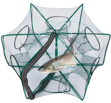 Crab Trap Net - Pièges de pêche en Nylon Pliables avec 6 Trous | Accessoires de pêche Polyvalents, Filet de crevettes Portables pour Les crabes, Petits Poissons, homards