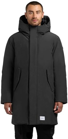 khujo herr varm parkas lång vinterrock med justerbar huva och magnetiska lås dimma S–XXL, Obrage Grey, M