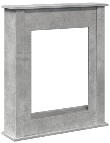 Borde para chimenea de color gris hormigón, 75 x 20 x 87,5 cm, de material de madera, duradero y elegante para chimeneas y estufas de leña, perfecto para salas de estar modernas