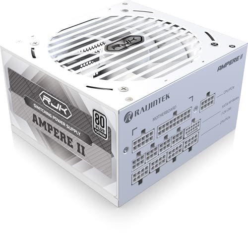 RAIJINTEK Ampere II 1200W Netzteil, 80 Plus Platin, ATX 3.1, Vollmodular, PCIe 5.1 12V-2x6 Anschluss, Kompaktes Design, 10 Jahre Garantie – Weiß