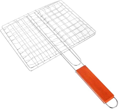 NUOBESTY Faltbare Grillnetzklemme mit Hitzeschutzgriff aus Robustem Material für Outdoor Grillen Camping Picknick