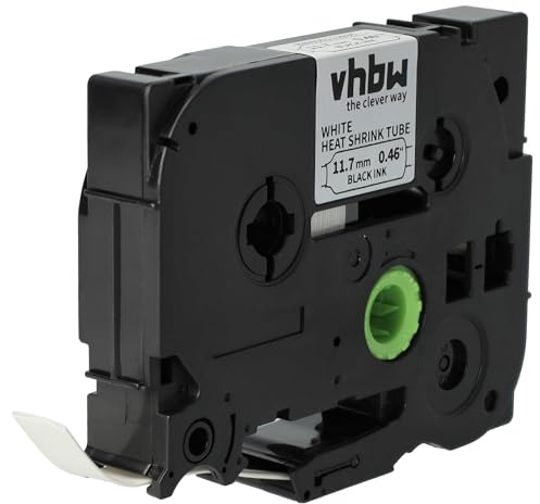 vhbw Skrivband ersätter Brother HSE-231, LMHSe231 skrivaretikett 1,5 m x 11,7 mm svart till vit, värmekrympbar rörkassett