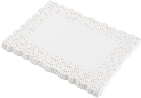 JJUNW 50 Stück Rechteckige Tortenspitzen, 35 x 25cm Weißes Spitzenpapier Tortenunterlage Rechteck Papierdeckchen Tortenspitzen Rechteckig Für Kuchen Desserts Snacks Lebensmitteldekoration