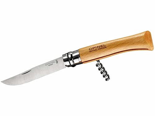 Couteau tire-bouchon OPINEL - N°10 - Lame inox - Lame 10cm - Manche en hêtre