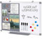 Tableau blanc magnétique combiné en tissu - Tableau d'affichage pour bureau, maison, école avec stylo effaçable à sec + 6 broches, gris, 90 x 60 cm