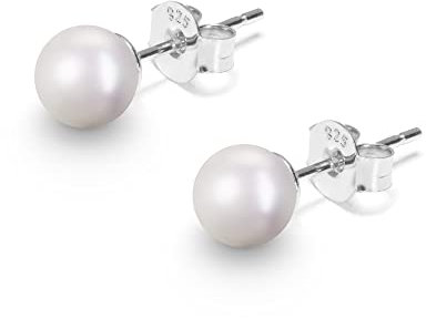 Perlen Ohrringe Damen 925 Sterling Silber Nickelfrei (6 mm)