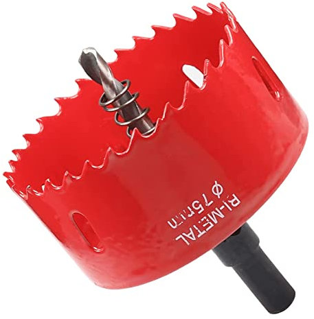 Utoolmart Scie cloche bimétallique 75 mm Lame de scie cloche en acier haute vitesse M42 Profondeur de coupe de 25 mm avec poignée triangulaire pour panneau de fibres de bois en plastique