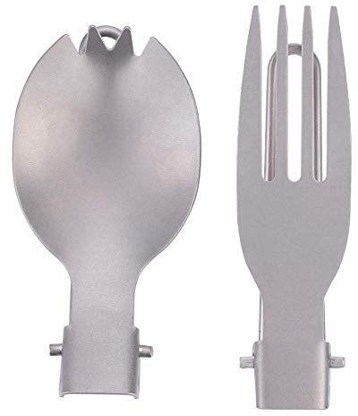 Folding Fork Spoon Set, Portable Titanium Folding Spork, Outdoor Camping Cutlery, Travel Tableware, for Hiking, Backpacking, and Picnics