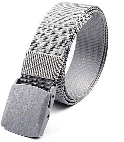 Miobo Ceinture unisexe, en tissu toile de nylon, réglable en continu, avec boucle en plastique, argenté, Medium