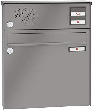 RENZ/Basic B/Aufputz-Briefkastenanlage Wand-Briefkasten/RAL-Farbe 9007 Volumen 12 L/Sprechsieb Oben/Dein-Briefkasten.de