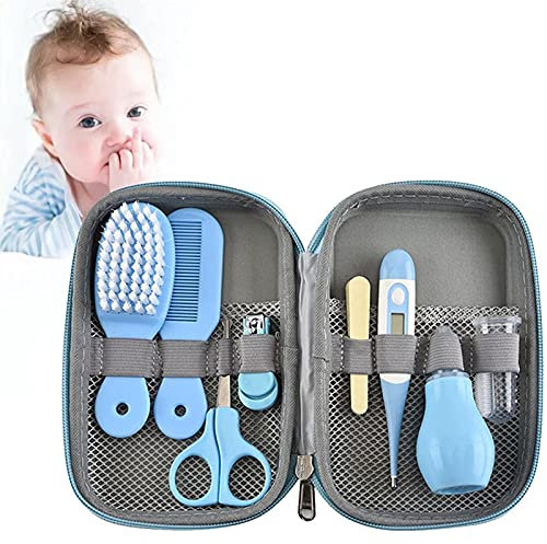 rebirthsame Trousse De Soin Bebe,8 Pièces Professionnel Kit De Toilettage pour Nouveau-né Trousse De Toilette Bébé Naissance Portable Kit De Soins des Ongles pour Bébé pour Les Voyages Et La aison