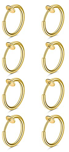 Crdifu Fake Piercing Nase Lippe Septum Ring Ohrring Clip Kein Piercing Chirurgenstahl Falsche Bauchnabelpiercing Clicker