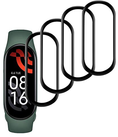 Micnos【4 piezas】 Película protectora, compatible con Xiaomi Mi Smart Band 7, [resistente a los arañazos], [sin burbujas], [fácil aplicación], [película suave], [cobertura completa]
