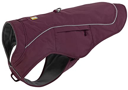 RUFFWEAR Overcoat Fuse 2-in-1-Kombination aus Hundemantel und -Geschirr, mit Fleece Gefütterte Hundejacke, Purple Rain, Large