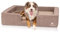 Knuffelwuff orthopädisches Hundebett mit Wendekissen aus Velours Bellamy 80 x 60cm Braun - Abnehmbarer Bezug - waschbar - für große, mittelgroße und kleine Hunde