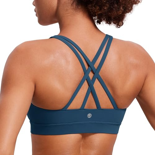 CRZ YOGA Naked Feeling Donna Reggiseno Yoga Imbottito Supporto Criss Cross Back Reggiseno Sportivo Nave Francese XL