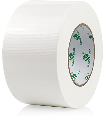 BOMEI PACK White Wide Duct Tape Reinforced 75mm x 50m Heavy Duty Cloth Gaffer Tape for Fixing Repairing,craft DIY,book repair,carpet seaming,Box Sealing,Bundling