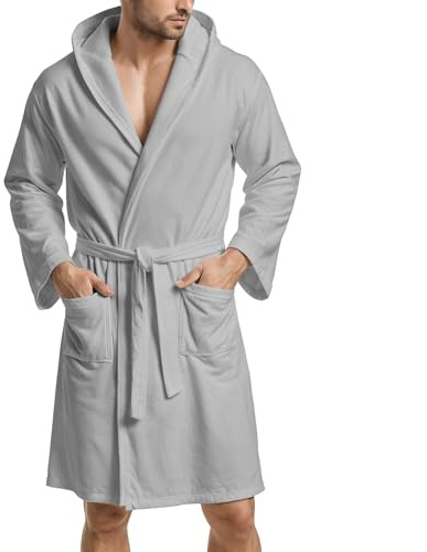 PETTI Artigiani Italiani Unisex Accappatoio Microfibra Bademantel aus Mikrofaser, grau, L