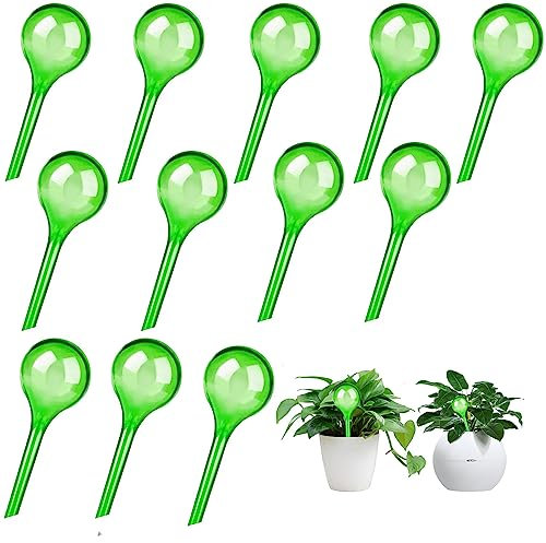 UQTUKO Bewässerungskugel für Pflanzen, 12er Set Kleine Pflanzen Gießkugeln Automatische Bewässerungskugeln Topfpflanzen Selbstbewässerung PVC Bewässerung für Zimmer/Außenpflanzen (Grün)
