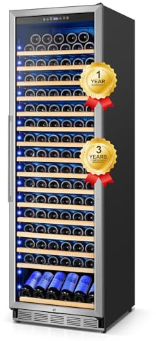 FoMup Wine Fridge 24 Inch, 190 Bottles Freestanding or Built-in Wine Cooler Refrigerator with Sliding Rail Shelves, Professional Wine Cellar Low Noise with Upgraded Reversible Door