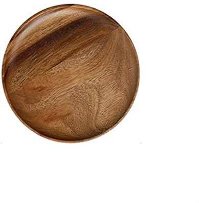 OQHAIR Bandeja de Frutas Plato de Madera Entera de Acacia, Plato Redondo de Sushi, Postre, Fruta, Pan, Plato de Sopa, Juego de vajilla (tamaño: X-pequeño)