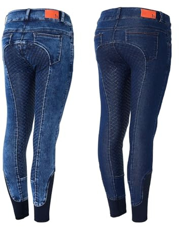 NETPROSHOP Kinder Jeans Reithose Annabel mit Mittelhohem Bund und Silikon Vollbesatz Gr. 130-160, Kindergroesse:150, Farbe:Jeans
