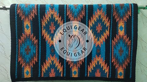 EQUIGEAR Western Show Horse Satteldecke aus neuseeländischer Wolle, Western-Design, handgefertigte Satteldecke, Wollpolster, Sensor Flex (Anpassung möglich), WI18 (34x42)