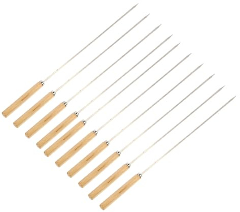 SUPVOX Brochetas Para Barbacoa De Acero Inoxidable Planas, 10 Piezas, Para Carne, Pollo y Verduras, Aptas Para Parrilla, Resistentes a Altas Temperaturas y Reutilizables