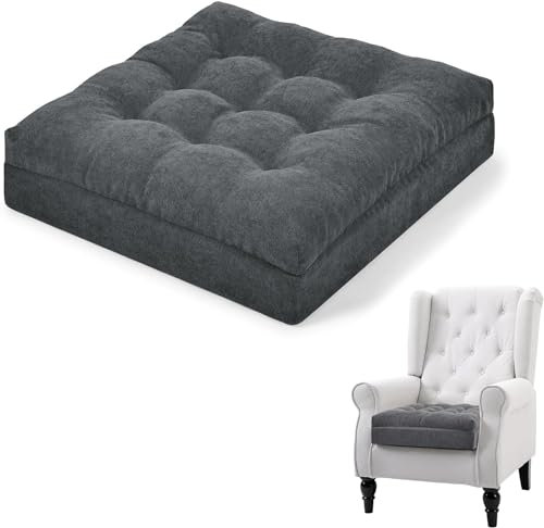 TANYOO Quadratisches Sitzkissen mit Doppelschaum Große Stuhlkissen für Stuhl für Sessel und Boden 50x50x10 cm (Dunkelgrau)