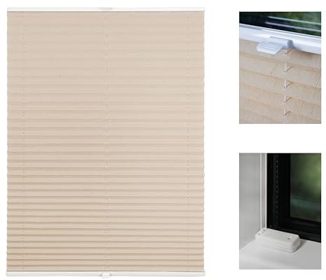 metablo Plissee auf Maß mit Crushed Optik zum Festschrauben in der Fensterfalz Sichtschutz Blickdicht für Fenster und Tür Apricot B: 30-40 cm, H: 40-100 cm