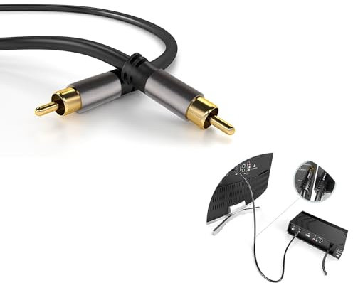 talNite Cavo RCA Audio Digitale per Home Theater, Connettori Dorati 24K, Cavo Coassiale S/PDIF, Maschio a Maschio, Compatibile con HDTV, Subwoofer, Sistemi Hi-Fi