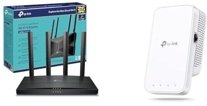 TP-Link Routeur WiFi 6, Routeur WiFi AX 1500 Mbps bi-Bande, WiFi 6, 4 Ports Gigabit & Répéteur WiFi RE330 Amplificateur WiFi AC1200 Mbps,WiFi Extender jusqu'à 120㎡, Bouton WPS