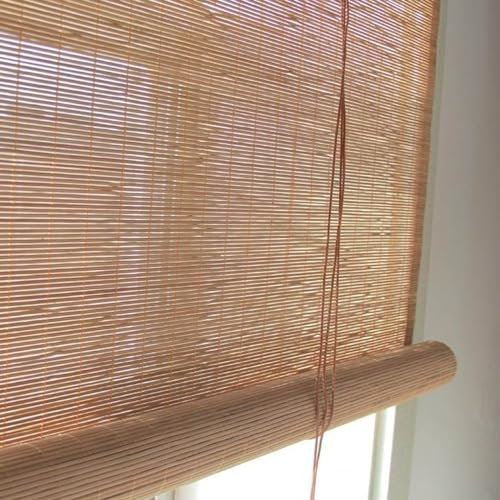Bambus Rollos Outdoor Wetterfest Bambusrollo Rollos Bambus Raffrollo 45-150cm Breite Sichtschutzrollos Atmungsaktiv/Sonnenschutz/Verdunkelungsrollos Für Gärten Fenster Terrassen